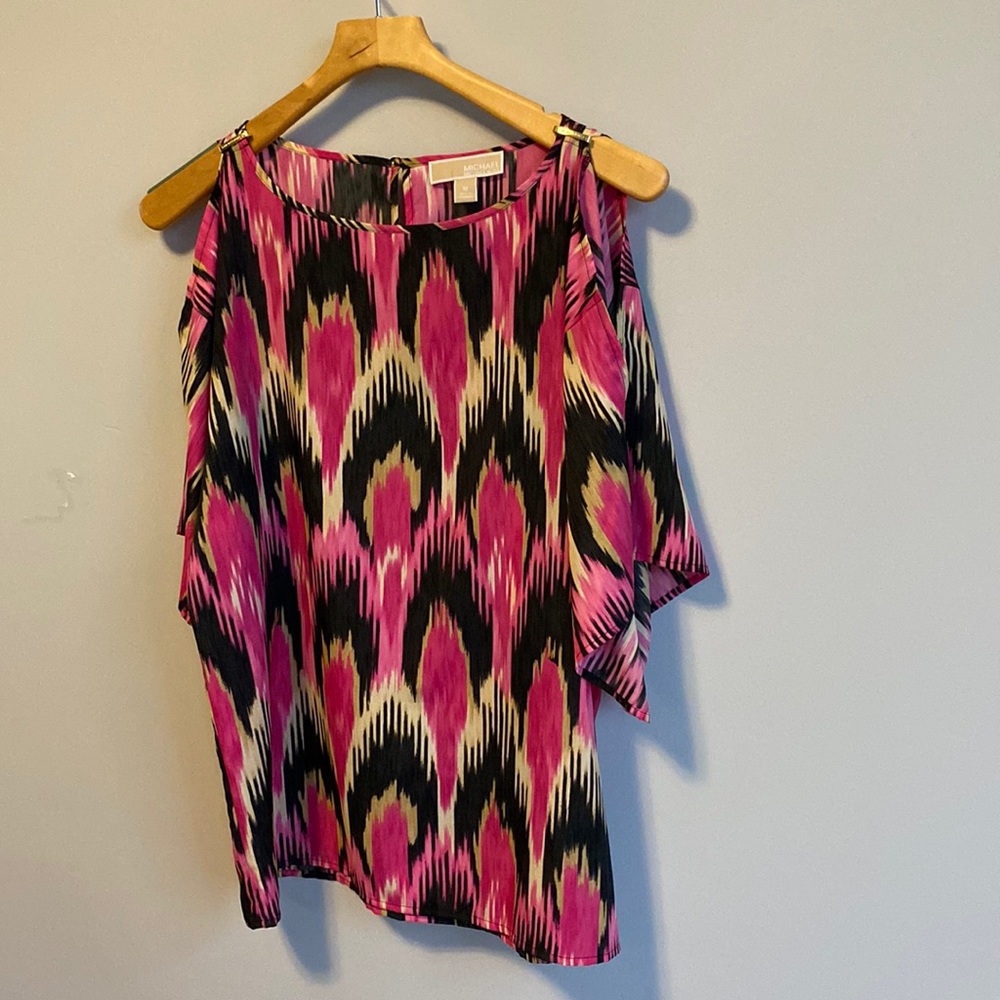 Michael Kors pink and black print top size M women’s